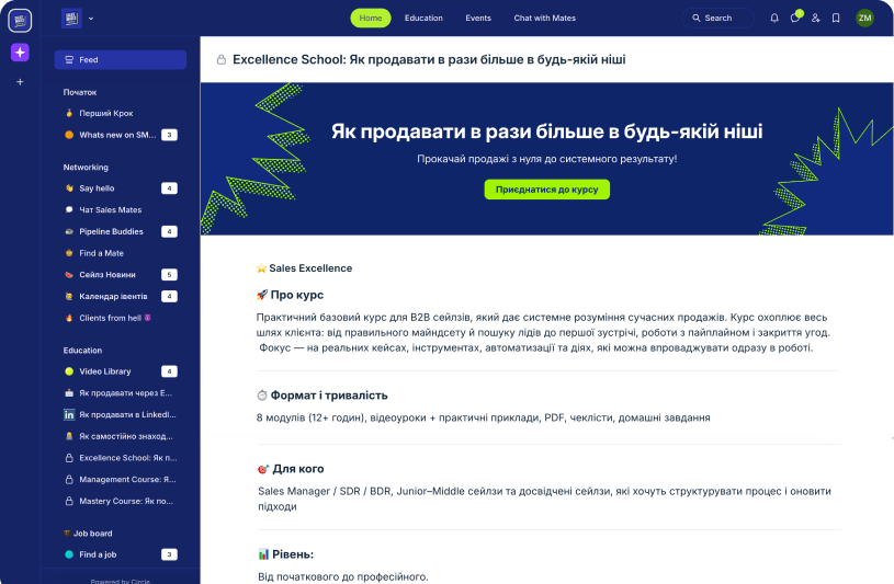 Курси та Sales Mate AI асистент для продажів